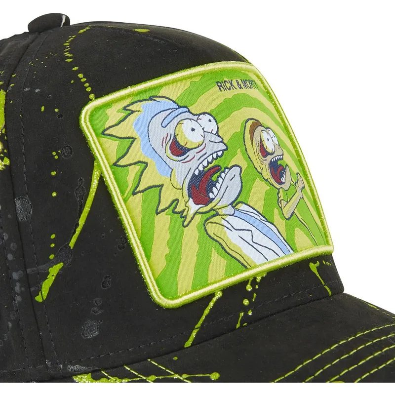 schwarze-und-grune-verstellbare-curved-cap-tag-ric-rick-und-morty-von-capslab