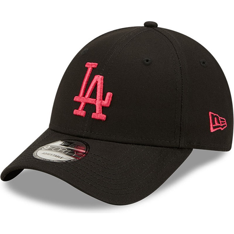 gorra-curva-negra-ajustable-con-logo-rosa-9forty-league-essential-de-los-angeles-dodgers-mlb-de-new-era