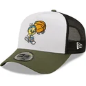 weisse-schwarze-und-grune-a-frame-character-sports-trucker-kappe-mit-tweety-looney-tunes-von-new-era