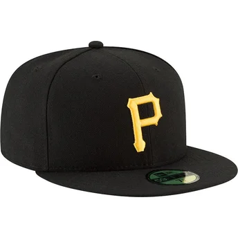 Schwarze enganliegende 59FIFTY AC Perf Flatcap der Pittsburgh Pirates MLB von New Era
