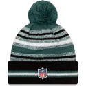 philadelphia-eagles-nfl-sport-sideline-grun-schwarze-mutze-mit-bommel-von-new-era