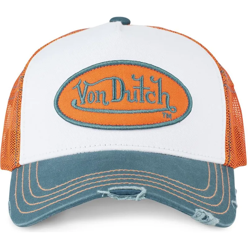 weisse-orangefarbene-und-blaue-trucker-kappe-sum-hun-von-von-dutch