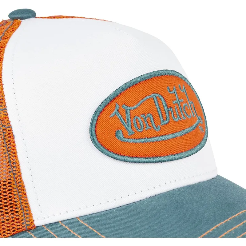 weisse-orangefarbene-und-blaue-trucker-kappe-sum-hun-von-von-dutch