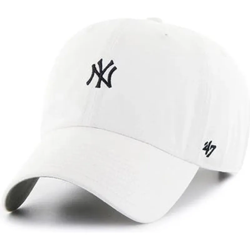 weisse-verstellbare-gebogene-kappe-clean-up-base-runner-der-new-york-yankees-mlb-von-47-brand