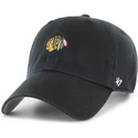 schwarze-verstellbare-curved-cap-clean-up-base-runner-der-chicago-blackhawks-nhl-von-47-brand