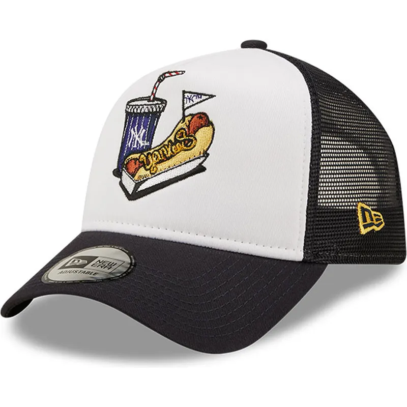 cepice-zaoblena-bila-snapback-a-frame-stadium-food-hot-dog-new-york-yankees-mlb-new-era