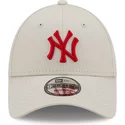 new-era-curved-brim-red-logo-9forty-league-essential-new-york-yankees-mlb-beige-adjustable-cap