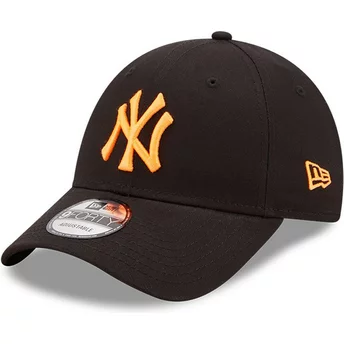 New Era Curved Brim Orange Logo 9FORTY Neon Pack New York Yankees MLB Black Adjustable Cap