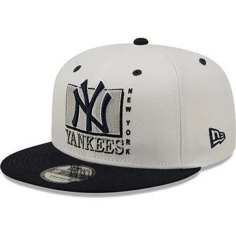 New Era Flat Brim 9FIFTY White Crown New York Yankees MLB White and Black Snapback Cap