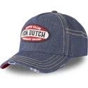 blaue-gebogene-cowboy-mutze-moto-club-moto-von-von-dutch