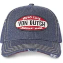blaue-gebogene-cowboy-mutze-moto-club-moto-von-von-dutch