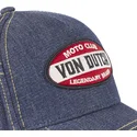 blaue-gebogene-cowboy-mutze-moto-club-moto-von-von-dutch