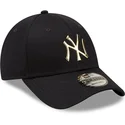 new-era-mlb-new-york-yankees-9forty-snapback-kappe-mit-gebogenem-schirm-in-marineblau-mit-folienlogo
