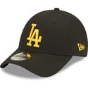 new-era-curved-brim-yellow-logo-9forty-league-essential-los-angeles-dodgers-mlb-black-adjustable-cap