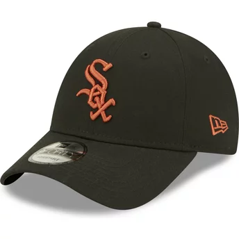 New Era Curved Brim Brown Logo 9FORTY League Essential Chicago White Sox MLB Black Adjustable Cap