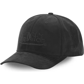 Von Dutch SUEDINE4 schwarze Snapback-Kappe mit gebogenem Schirm