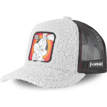 grau-melierte-trucker-kappe-mit-schaffell-bugs-bunny-fur1-bug2-looney-tunes-von-capslab
