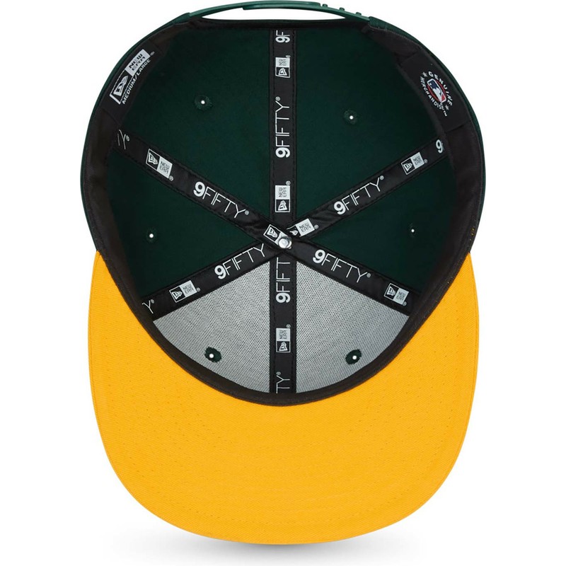 new-era-flat-brim-9fifty-essential-oakland-athletics-mlb-green-and-yellow-snapback-cap