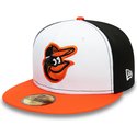 new-era-flat-brim-59fifty-authentic-on-field-baltimore-orioles-mlb-white-black-and-orange-fitted-cap
