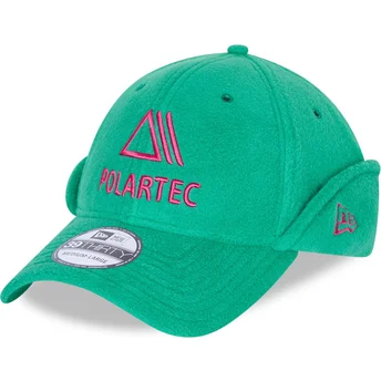 New Era Curved Brim 39THIRTY Polartec Dog Ear Fleece Green Fitted Cap