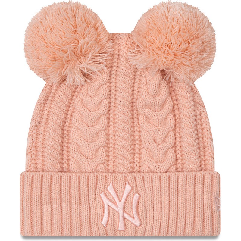 new-era-women-pink-logo-cuff-double-new-york-yankees-mlb-pink-beanie-with-pompom