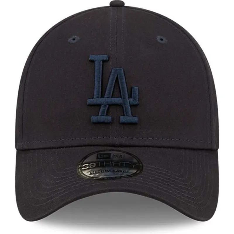 marineblaue-gebogene-verstellbare-kappe-mit-marineblauen-logo-39thirty-league-essential-der-los-angeles-dodgers-mlb-von-new-era