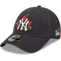 new-era-new-york-yankees-mlb-9forty-verstellbare-marineblaue-kappe-mit-gebogenem-schirm-und-blumenmuster