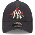 new-era-new-york-yankees-mlb-9forty-verstellbare-marineblaue-kappe-mit-gebogenem-schirm-und-blumenmuster