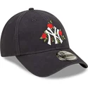 new-era-new-york-yankees-mlb-9forty-verstellbare-marineblaue-kappe-mit-gebogenem-schirm-und-blumenmuster