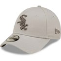 new-era-curved-brim-youth-9forty-league-essential-chicago-white-sox-mlb-beige-adjustable-cap