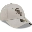 new-era-curved-brim-youth-9forty-league-essential-chicago-white-sox-mlb-beige-adjustable-cap