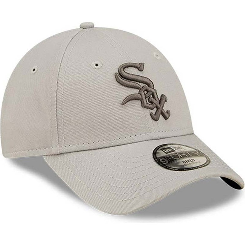 new-era-curved-brim-youth-9forty-league-essential-chicago-white-sox-mlb-beige-adjustable-cap