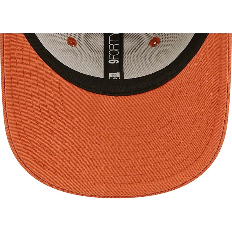 new-era-curved-brim-youth-9forty-league-essential-new-york-yankees-mlb-orange-adjustable-cap-with-beige-logo