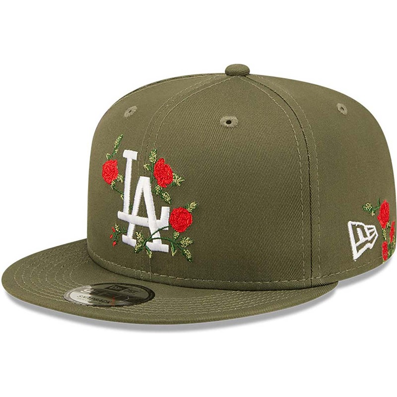 new-era-flat-brim-9fifty-flower-los-angeles-dodgers-mlb-green-snapback-cap