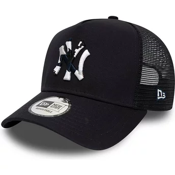 New Era A Frame Team Camo Infill New York Yankees MLB Navy Blue Trucker Hat
