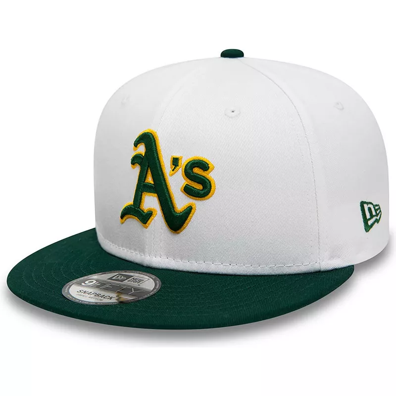 new-era-flat-brim-rickey-henderson-9fifty-crown-patches-oakland-athletics-mlb-white-and-green-snapback-cap