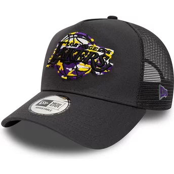 New Era A Frame Team Camo Infill Los Angeles Lakers NBA Grey Trucker Hat
