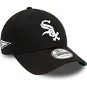 new-era-curved-brim-9forty-team-side-patch-chicago-white-sox-mlb-black-adjustable-cap
