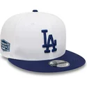 weisse-und-blaue-snapback-9fifty-kappe-mit-flachem-schirm-und-los-angeles-dodgers-mlb-crown-patches-von-new-era