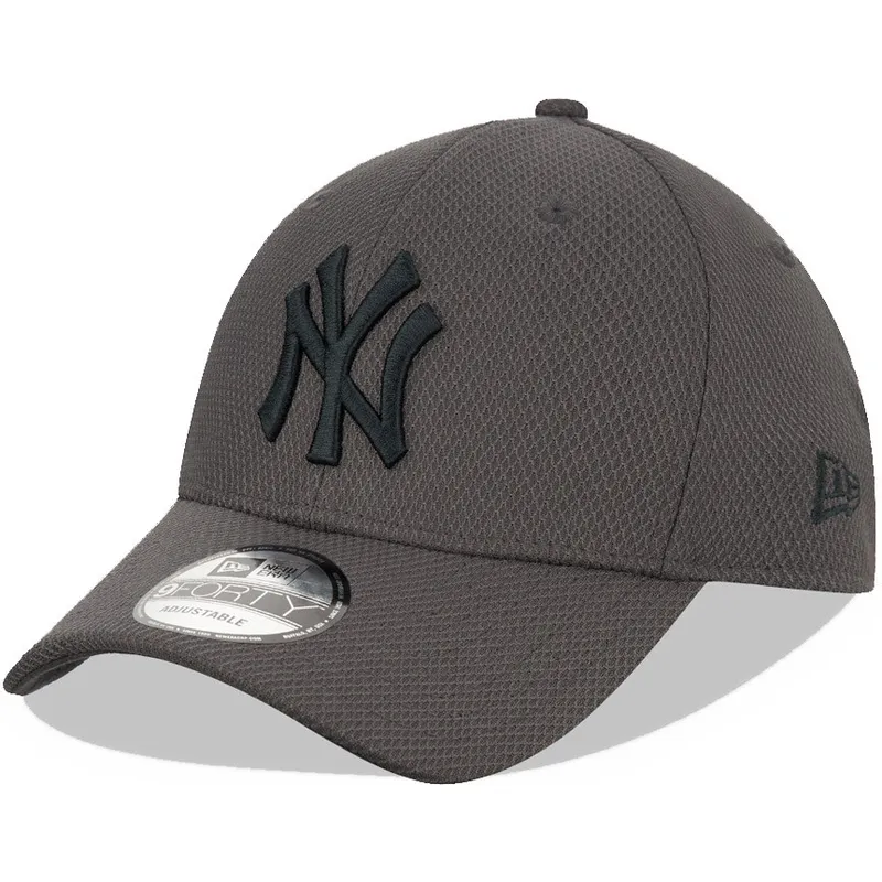 graue-verstellbare-curved-cap-mit-grauem-logo-9forty-diamond-era-der-new-york-yankees-mlb-von-new-era