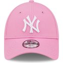 new-era-curved-brim-youth-9forty-league-essential-new-york-yankees-mlb-pink-adjustable-cap