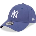 verstellbare-blaue-9forty-linen-kappe-mit-gebogenem-schirm-der-new-york-yankees-mlb-von-new-era