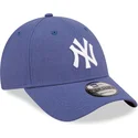 verstellbare-blaue-9forty-linen-kappe-mit-gebogenem-schirm-der-new-york-yankees-mlb-von-new-era