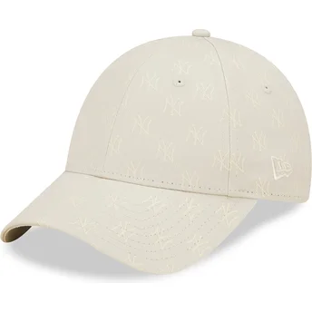 Čepice zaoblená béžová nastavitelný 9FORTY Monogram New York Yankees MLB New Era