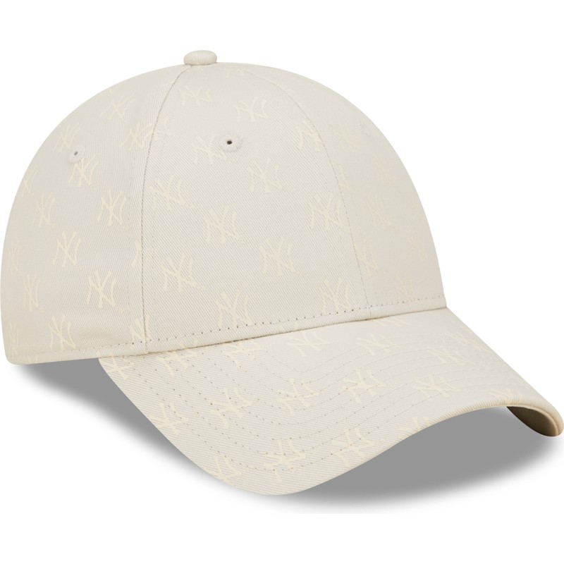 new-era-curved-brim-women-9forty-monogram-new-york-yankees-mlb-beige-adjustable-cap