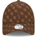new-era-9forty-new-york-yankees-mlb-damen-verstellbare-braune-kappe-mit-gebogenem-schirm-monogramm