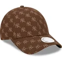 new-era-9forty-new-york-yankees-mlb-damen-verstellbare-braune-kappe-mit-gebogenem-schirm-monogramm