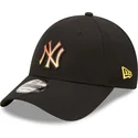 schwarze-verstellbare-curved-cap-mit-orangefarbenem-logo-9forty-gradient-infill-der-new-york-yankees-mlb-von-new-era