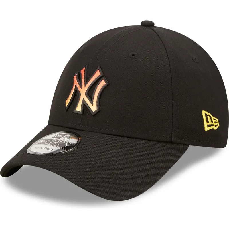 schwarze-verstellbare-curved-cap-mit-orangefarbenem-logo-9forty-gradient-infill-der-new-york-yankees-mlb-von-new-era