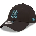 new-era-9forty-neon-outline-new-york-yankees-mlb-verstellbare-schwarze-kappe-mit-blauem-logo